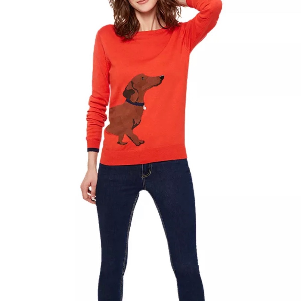 Joules Dachshund Dog Red/Brown Sweater size 4